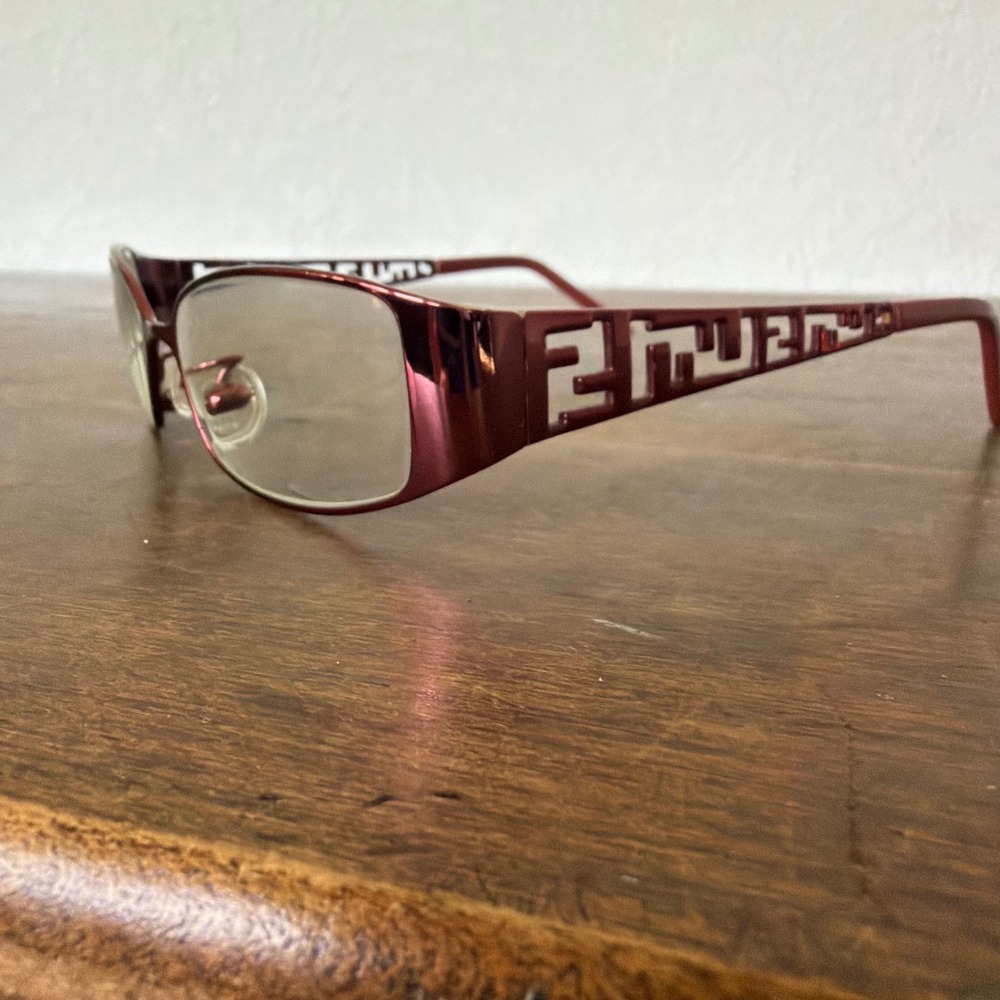 Vintage Fendi F662 Burgundy FF Logo Eyeglass Frames Italy w/ Clam Shell Case Y2K